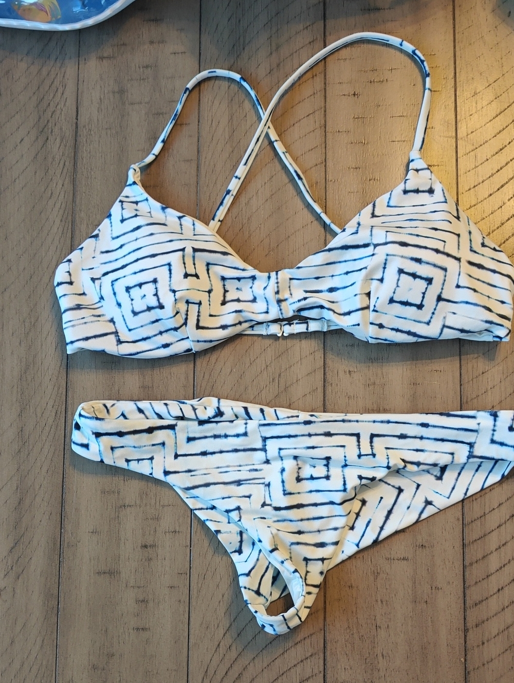 RVCA White and Blue Geometric Print Bikini